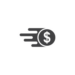 fast money icon, quick transfer of vector icon isolated white background