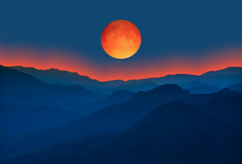 Big bloody red moon- Lunar eclipse "Elements of this image furnished by NASA "