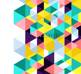 Multicolored triangles abstract background, mosaic tiles concept