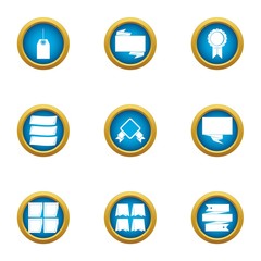 Tape icons set. Flat set of 9 tape vector icons for web isolated on white background