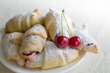 Homemade cakes with cherries