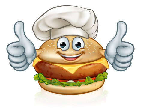 recommend clip art: Chef Burger Food Cartoon Character Mascot