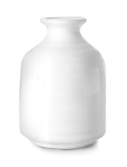 Ceramic vase on white background