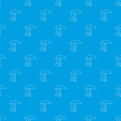 Fototapeta na wymiar Businessman with open umbrella pattern vector seamless blue repeat for any use