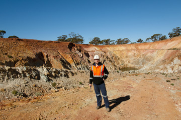 Geologist Inside an Open Pit Mine