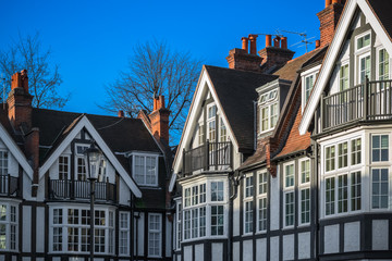 Fototapeta na wymiar Tudor Revival style (Mock Tudor) houses at around Chelsea in London