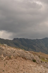 mountains, landscape, nature, waterfall, view, sky, air, oxygen, autumn, season, grass, trees, blue, yellow, sand, stone, gray, brown, water, river, rocks, rock, blue, Altai, Russia, red, orange, leav