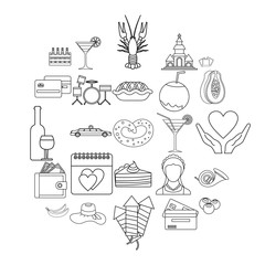Stag party icons set. Outline set of 25 stag party vector icons for web isolated on white background