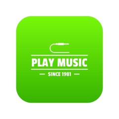 Play music icon green vector isolated on white background