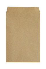 Fototapeta premium Brown envelope paper isolated on white background. clipping path.