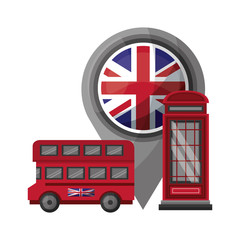 Fototapeta na wymiar bus transport of great britain with set icons