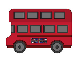bus transport with flag of great britain icon