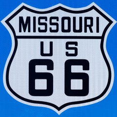 Street sign with route 66 in Missouri