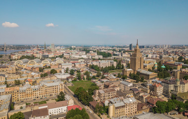 Fototapeta premium Cityscape of Riga, the capital of Latvia. Aerial view