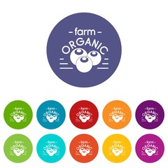 Organic farm icons color set vector for any web design on white background
