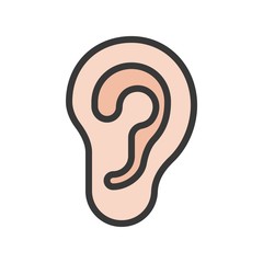 ear simple filled outline icon, organ set