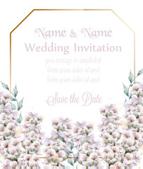 White lavender wedding card bouquet watercolor Vector. Beautiful floral decorations