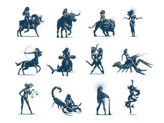 Zodiac signs. Vector illustration.
