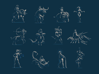 Zodiac signs. Vector illustration.