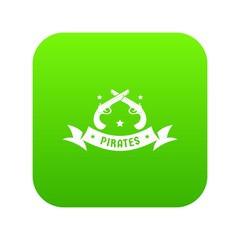 Pirate gun icon green vector isolated on white background