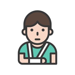 Patient broken arm avatar filled outline icon