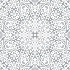 Oriental seamless geometric fabric pattern. Ethnicity Greco Roman ornament. Ornamental background, texture, tiled. Mandala decor. Arabic, Islamic, moroccan, asian, indian native african motifs.