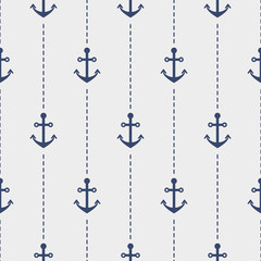 Nautical seamless vector pattern with anchors.