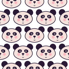 Cute panda head cartoon seamless pattern vector for baby print fabric.