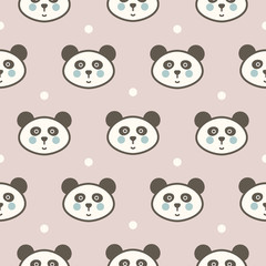 Cute panda head seamless pattern vector for baby print fabric.