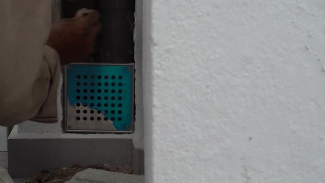 builder hacking of wall