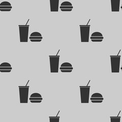 burger and drink, fast food icon illustration