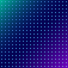 Abstract dots glowing radial pattern on blue space background.