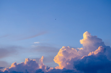 blue sky have cloud in winter season ,thai land ,have feeling happy