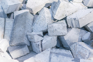 Concrete cubes. Scattered paving slabs.