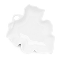 Leaf shape plate isolated on white background.