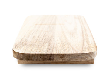 Wooden plate isolated on white background.