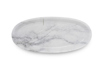 Marble plate isolated on white background.