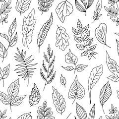 Simple seamless vector pattern with different leaves.