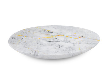 Marble plate isolated on white background.