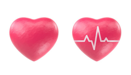 People health concept - close up red heart with heart beat. 3d render
