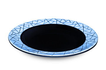 Blue plate isolated on white background.