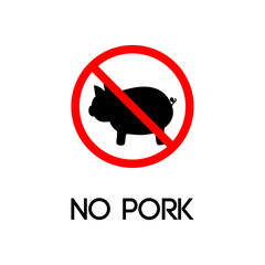 No pork. The prohibition of pork. Warning