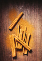 cinnamon on a wooden board