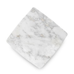 Marble square plate isolated on white background.