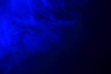 Fototapeta na wymiar Abstract Form Blue Smoke Like Cloud Wave Effect On Black Background, Flowing
