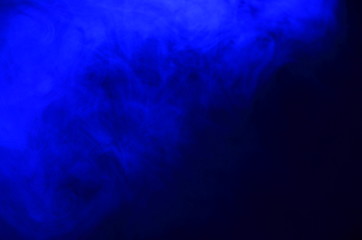 Abstract Form Blue Smoke Like Cloud Wave Effect On Black Background, Flowing