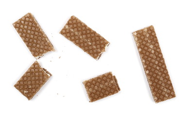 Obraz na płótnie Canvas Chocolate wafers isolated on white background, top view