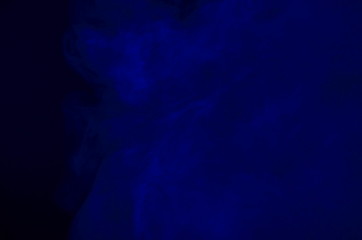 Abstract Form Blue Smoke Like Cloud Wave Effect On Black Background, Flowing