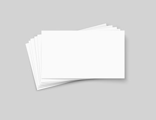 Vector business cards stack on transparent background.