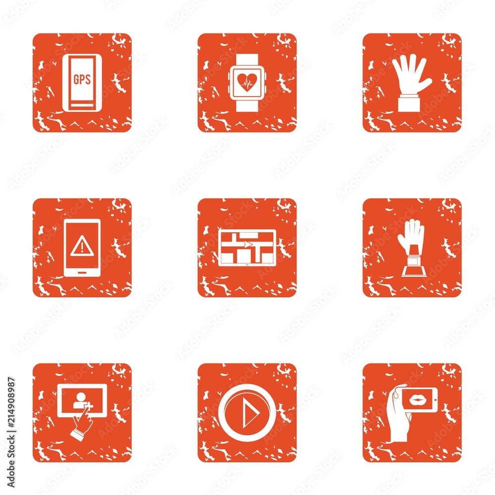 Poster mark the map icons set. grunge set of 9 mark the map vector icons for web isolated on white backgrou